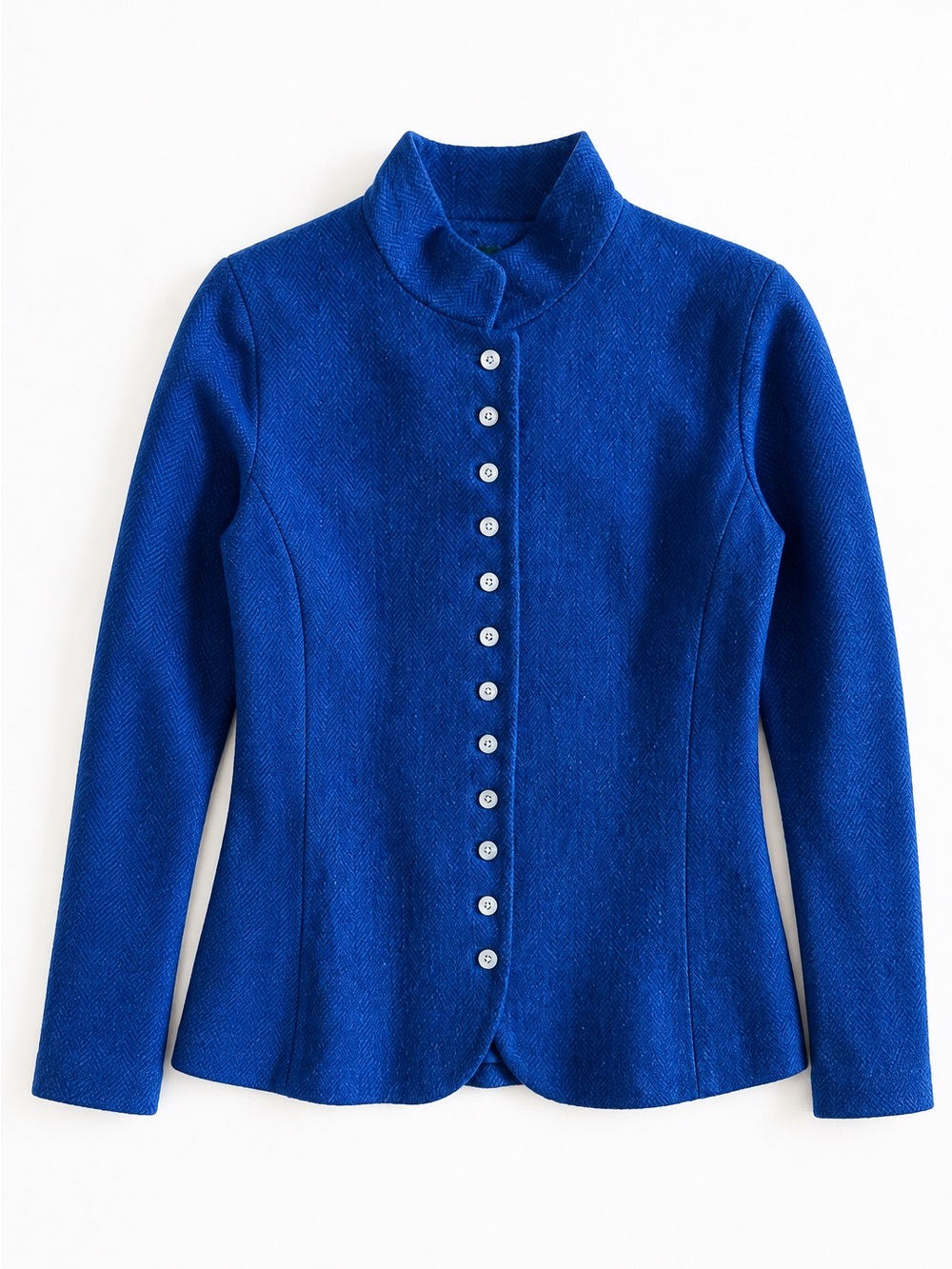 Lauren Ralph Lauren Herringbone Wool Blend Button Jacket Cobalt Blue Size 12 - Picture 1 of 5